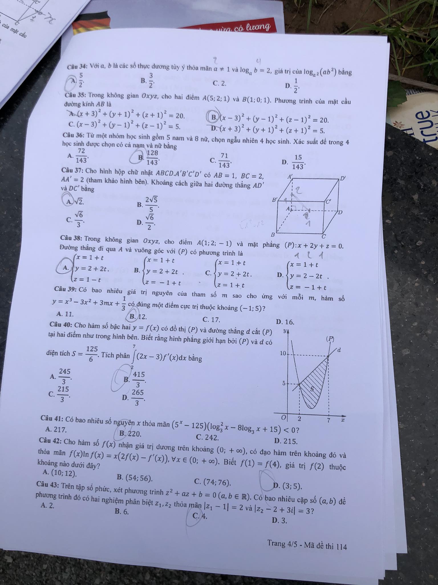 Giáo dục - Đề thi, đáp án môn Toán thi tốt nghiệp THPT 2023 chuẩn nhất mã đề 114 (Hình 4).