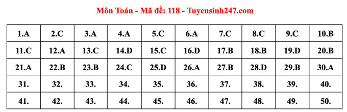 Giáo dục - Đề thi, đáp án môn Toán thi tốt nghiệp THPT 2023 chuẩn nhất mã đề 118  (Hình 6).