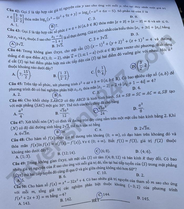 Giáo dục - Đề thi, đáp án môn Toán thi tốt nghiệp THPT 2023 chuẩn nhất mã đề 115 (Hình 5).