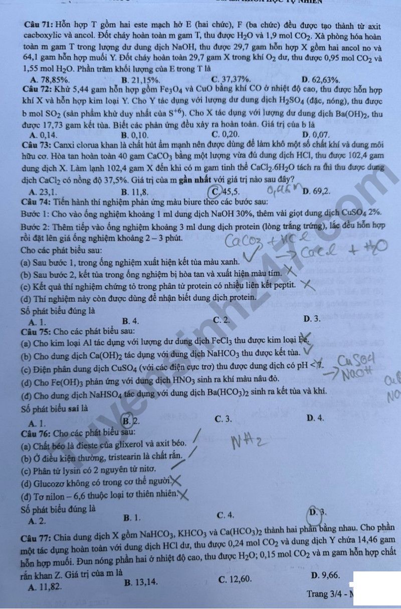 Giáo dục - Đề thi, đáp án môn Hóa học kỳ thi tốt nghiệp THPT 2024 mã đề 214 (Hình 3).