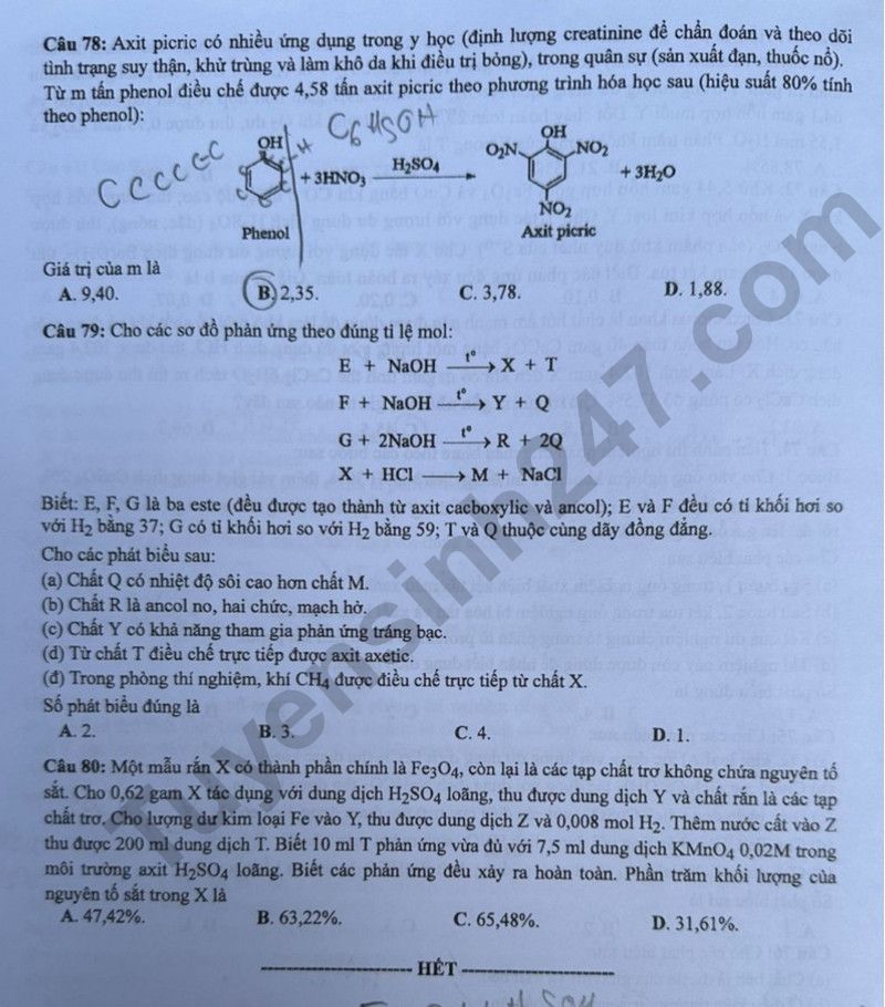 Giáo dục - Đề thi, đáp án môn Hóa học kỳ thi tốt nghiệp THPT 2024 mã đề 214 (Hình 4).