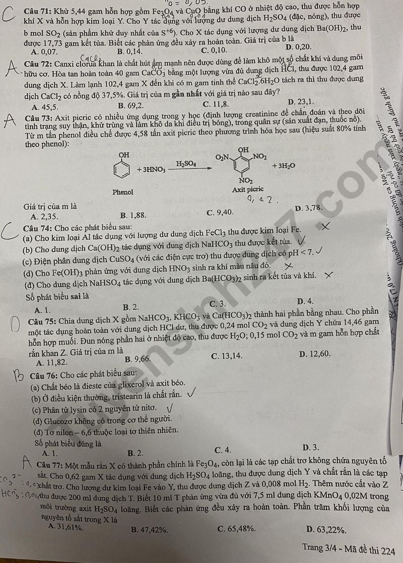 Giáo dục - Đề thi, đáp án môn Hóa học kỳ thi tốt nghiệp THPT 2024 mã đề 224 (Hình 3).