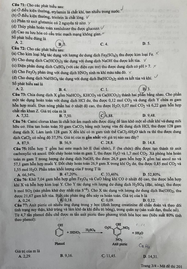 Giáo dục - Đề thi, đáp án môn Hóa học kỳ thi tốt nghiệp THPT 2024 mã đề 201 (Hình 3).