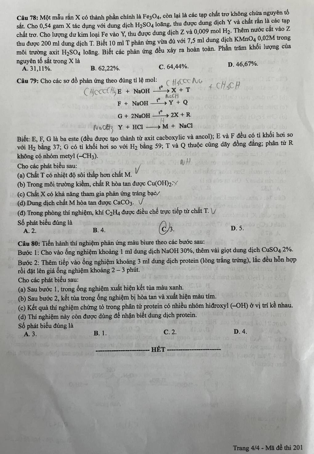 Giáo dục - Đề thi, đáp án môn Hóa học kỳ thi tốt nghiệp THPT 2024 mã đề 201 (Hình 4).