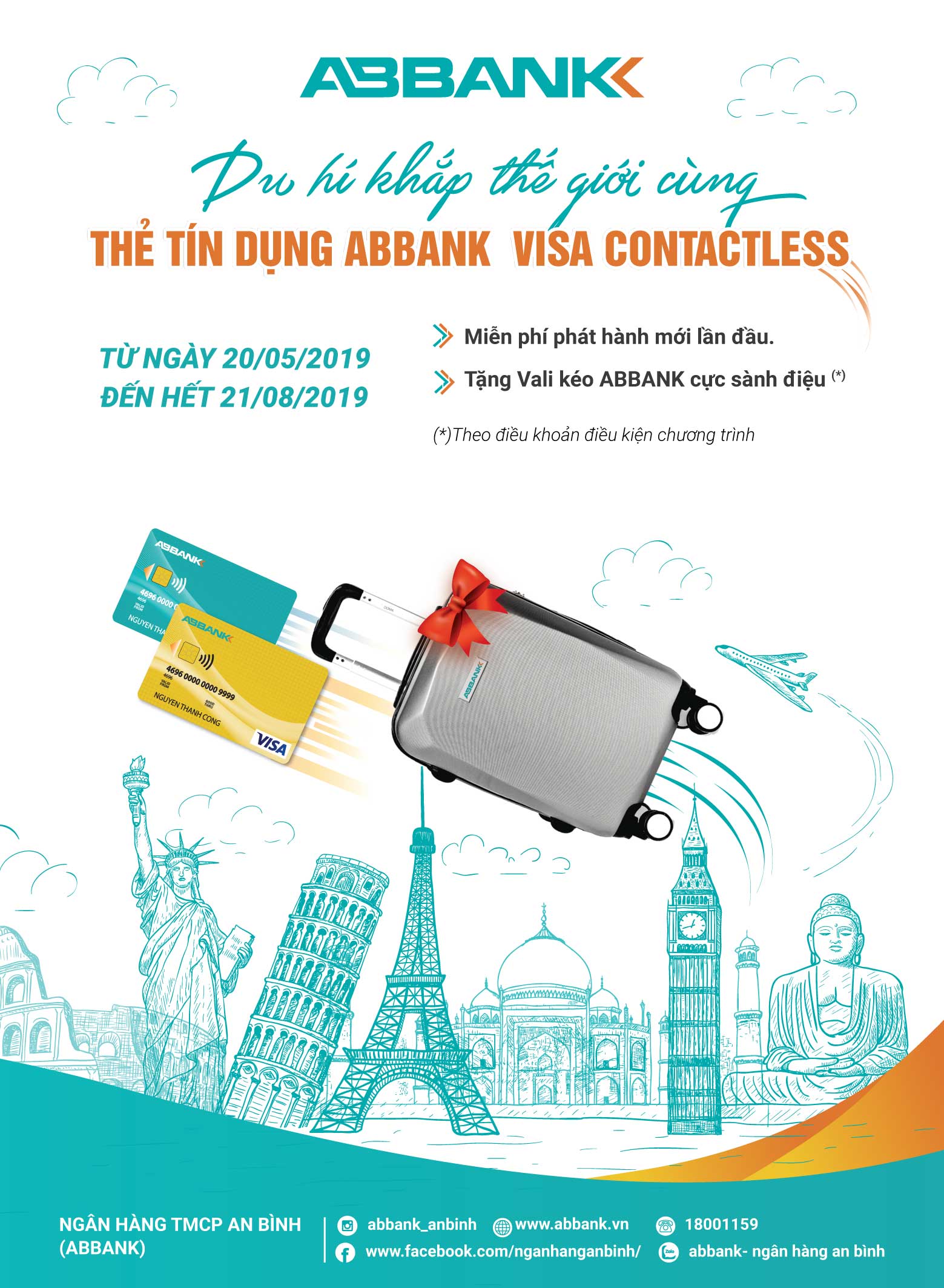 Tài chính - Ngân hàng - Nhận ngay vali sành điệu khi mở thẻ tín dụng quốc tế ABBANK VISA CONTACTLESS