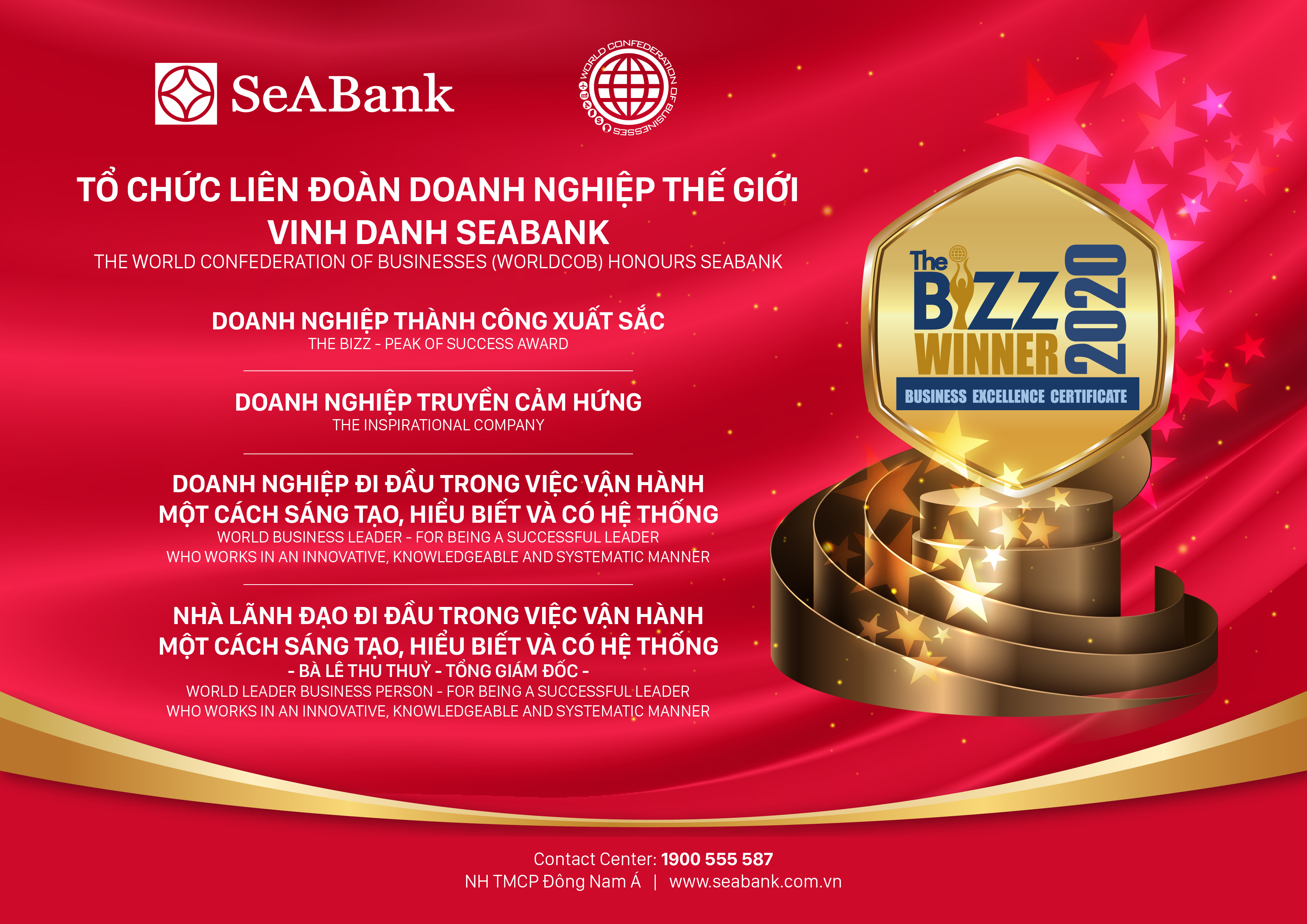 Tài chính - Ngân hàng - Worldcob trao tặng SeABank 4 giải thưởng danh giá