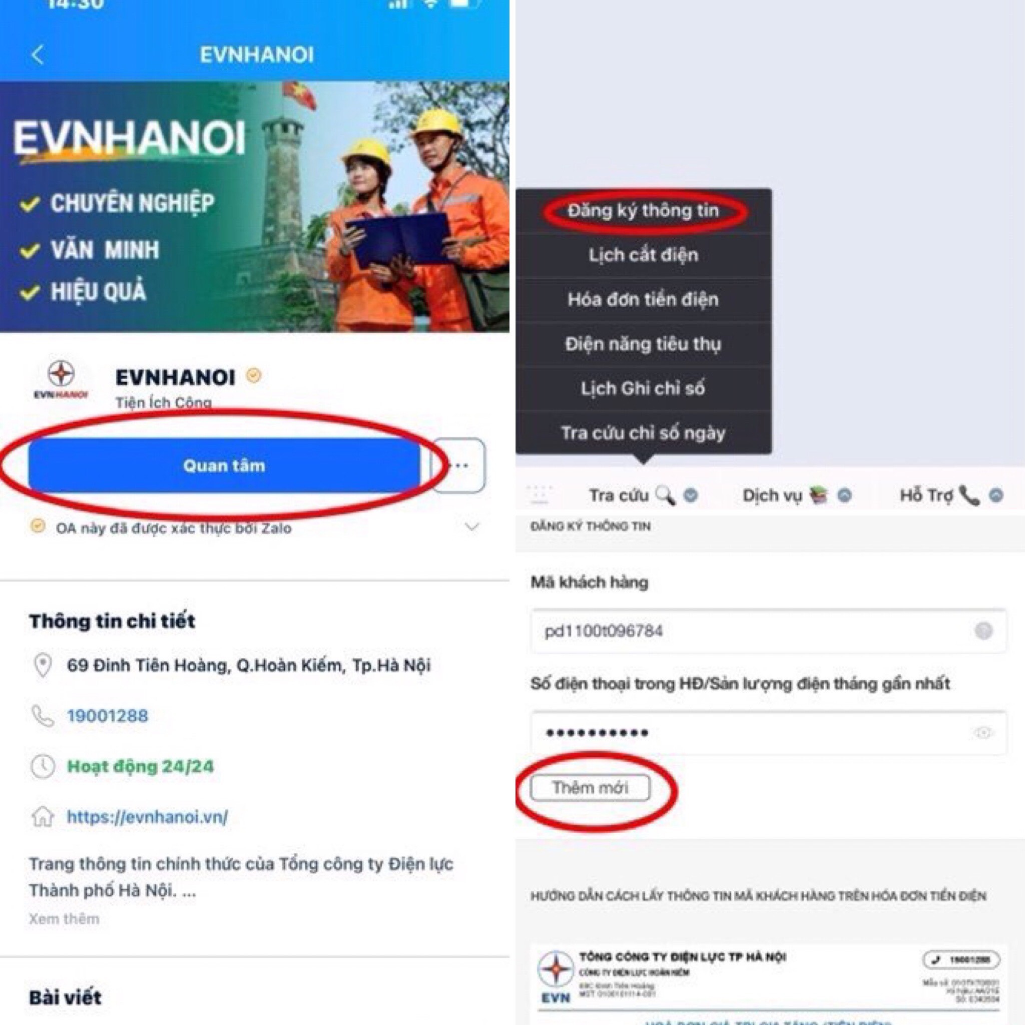 Tiêu dùng & Dư luận - Nhiều tiện ích khi sử dụng trang “EVNHANOI” trên ứng dụng ZaLo (Hình 2).