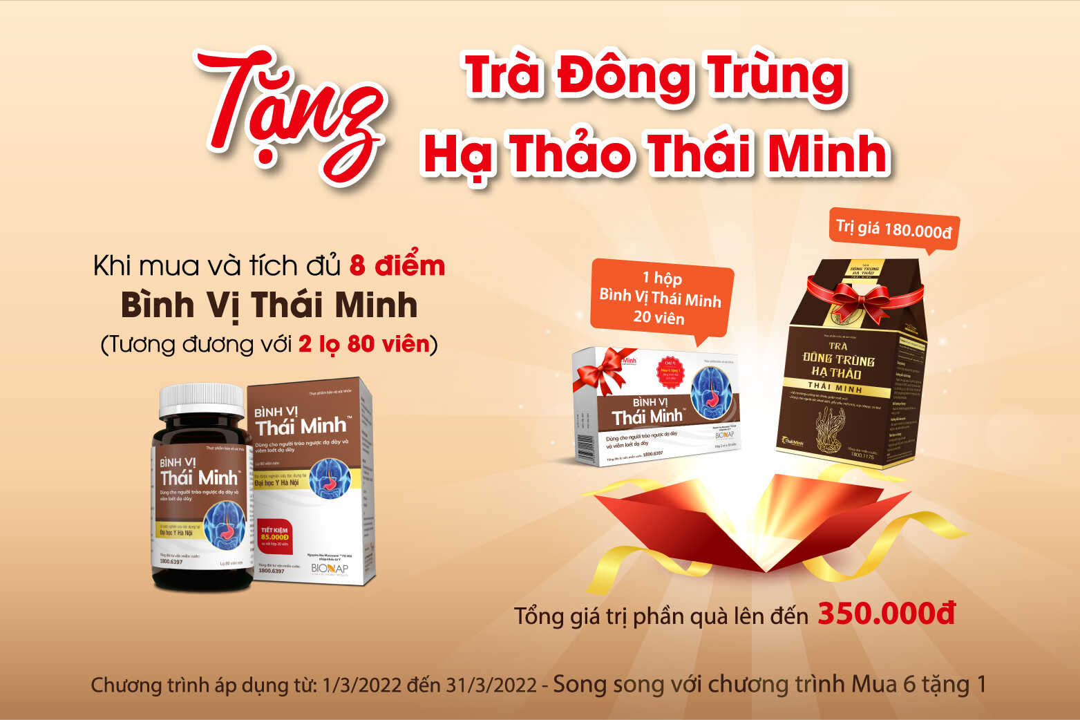 Cần biết - Ưu đãi  hấp dẫn tháng 3 -  Tặng trà Đông Trùng Hạ Thảo Thái Minh khi mua Bình Vị Thái Minh (Hình 2).