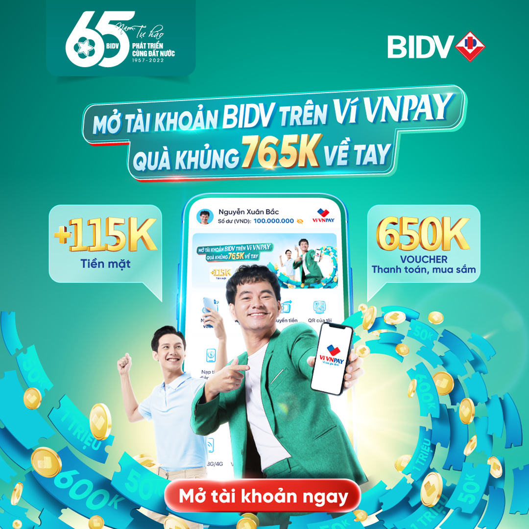 Tài chính - Ngân hàng - Ưu đãi khi liên kết BIDV trên Ví VNPAY