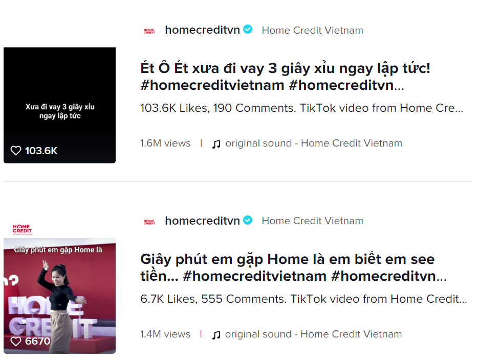 Cần biết - Home Credit “lấn sân” sang nền tảng TikTok (Hình 2).