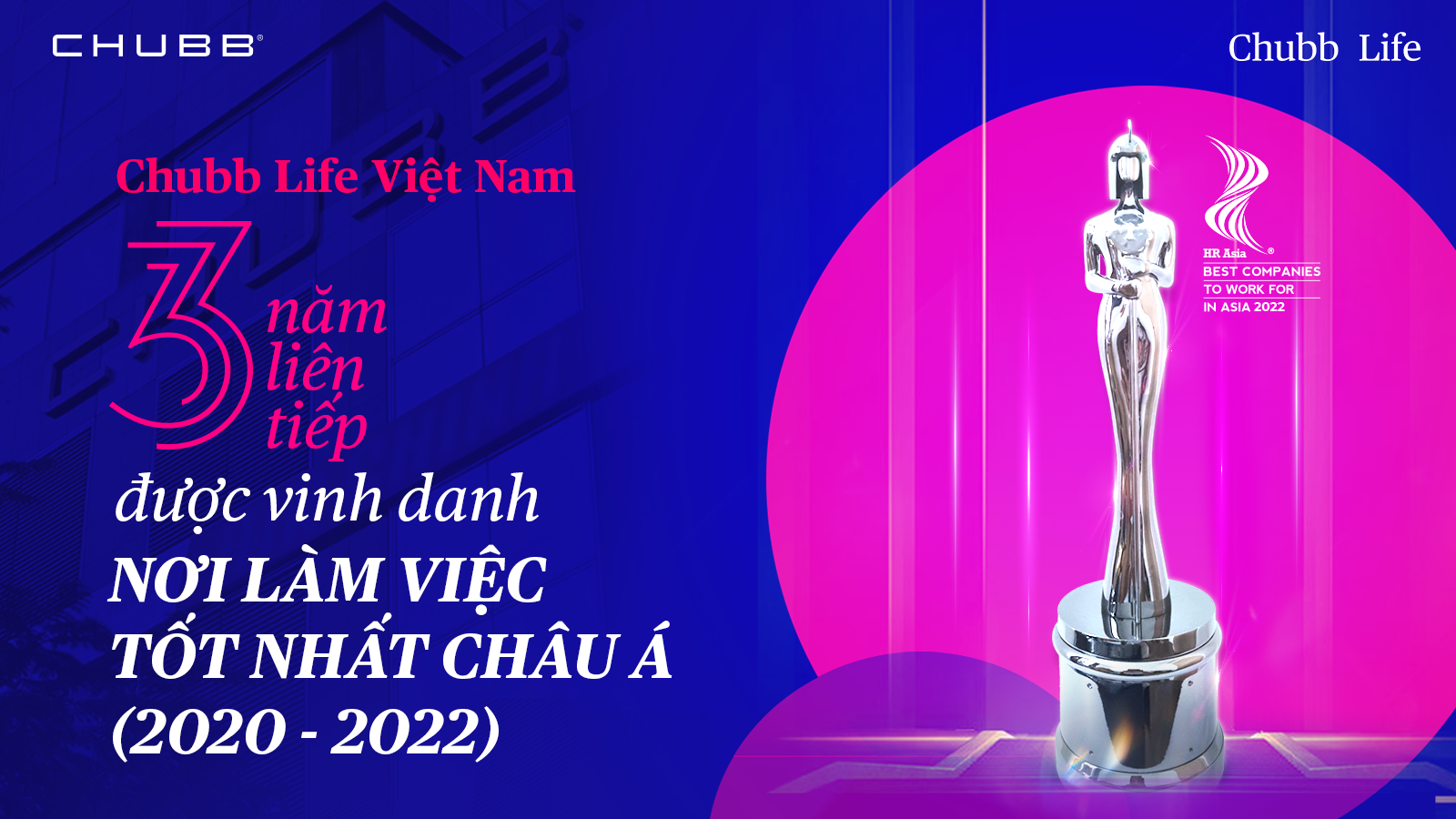 Cần biết - Chubb Life Việt Nam được vinh danh với 2 giải thưởng lớn châu Á trên lĩnh vực nhân sự lẫn công nghệ