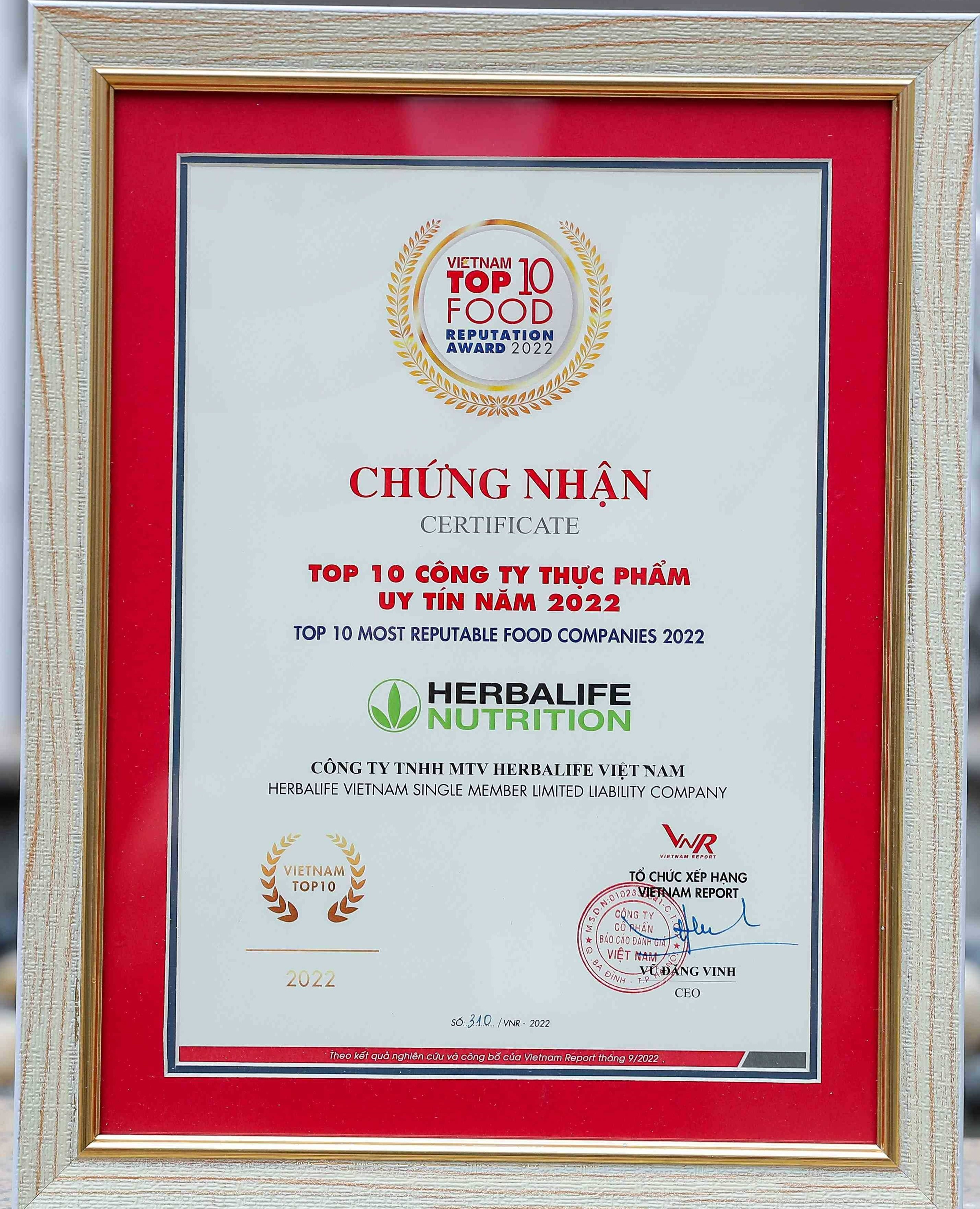 Kinh tế - Herbalife Việt Nam được vinh danh Top 10 công ty Thực phẩm uy tín lần thứ 2 liên tiếp (Hình 4).