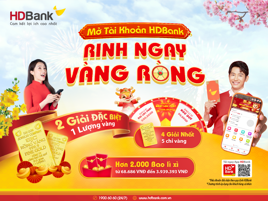 Kinh tế - Bất ngờ trúng 1 lượng vàng SJC khi mở tài khoản HDBank