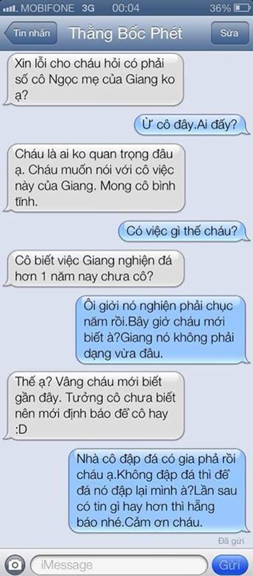 Giải tr&iacute; - &lsquo;Cười nghi&ecirc;ng ngả&rsquo; với tin nhắn của Giang Popper v&agrave; mẹ U55 (H&igrave;nh 6).