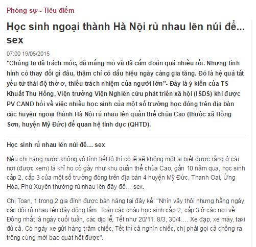 Xã hội - ‘Học sinh ngoại thành Hà Nội rủ nhau lên núi để sex’ gây xôn xao