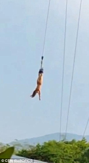 Thế giới - Video: Người mẫu Hong Kong g&acirc;y sốc v&igrave; khỏa th&acirc;n nhảy Bungee (H&igrave;nh 4).