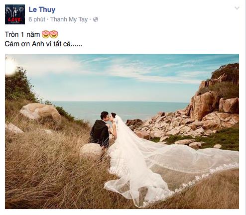 Giải trí - Lê Thúy và chồng hạnh phúc kỷ niệm 1 năm ngày cưới (Hình 2).