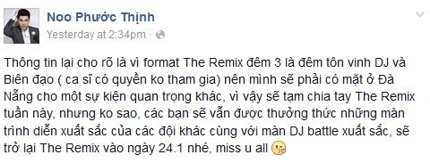 Giải trí - The Remix: Noo Phước Thịnh bỏ thi trong đêm Sơn Tùng làm giám khảo