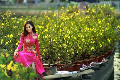 Giải trí - Phi Huyền Trang đẹp diu dàng trong tà áo dài đón xuân (Hình 3).