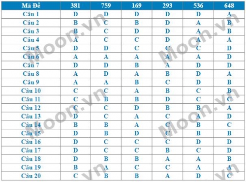 Xã hội - Đáp án đề thi môn Vật lý THPT Quốc gia năm 2016 đầy đủ 6 mã đề