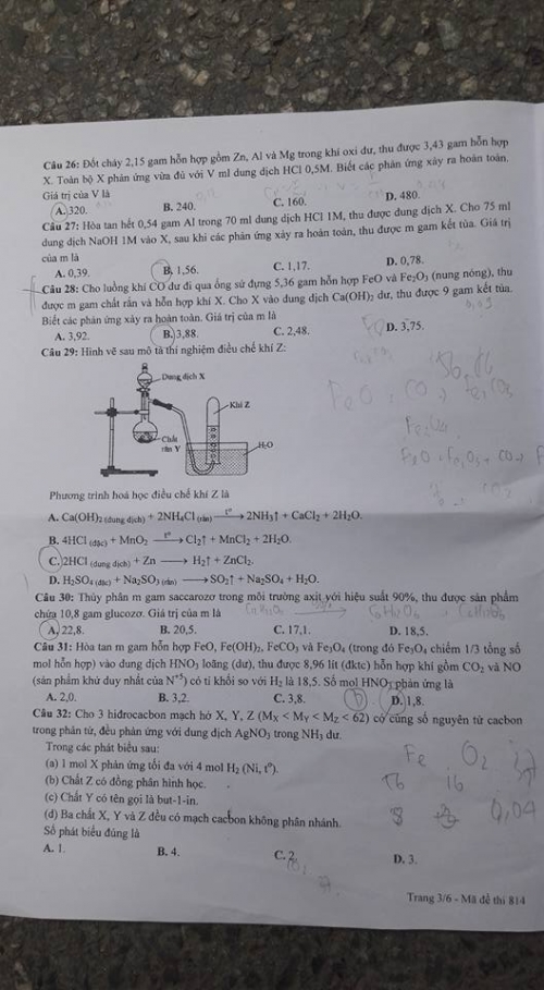 Xã hội - Đáp án đề thi môn Hóa tốt nghiệp THPT năm 2016 mã đề 814 (Hình 3).
