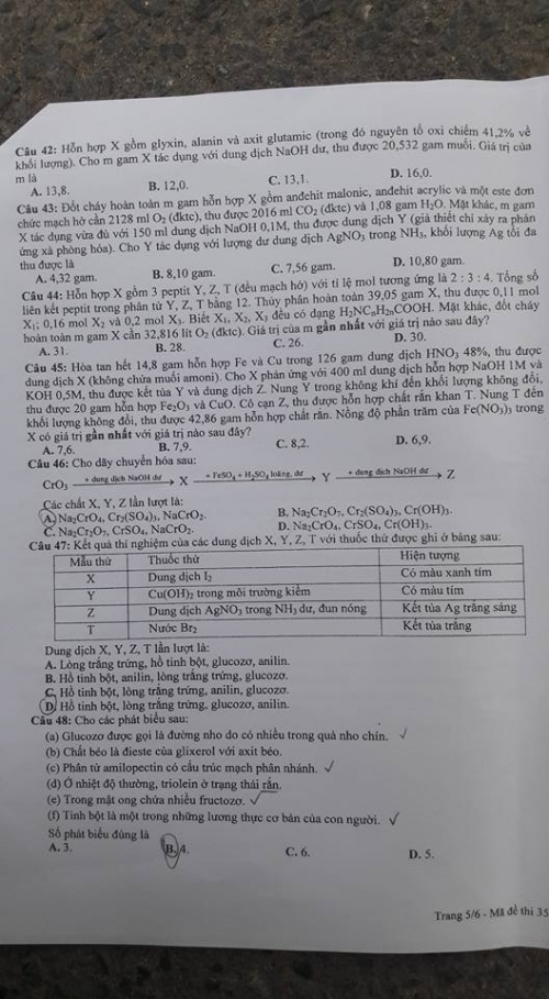 Xã hội - Đáp án đề thi môn Hóa tốt nghiệp THPT năm 2016 mã đề 357 (Hình 6).