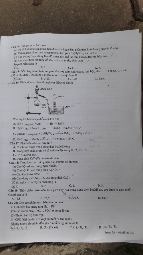 Xã hội - Đáp án đề thi môn Hóa tốt nghiệp THPT năm 2016 mã đề 136 (Hình 3).