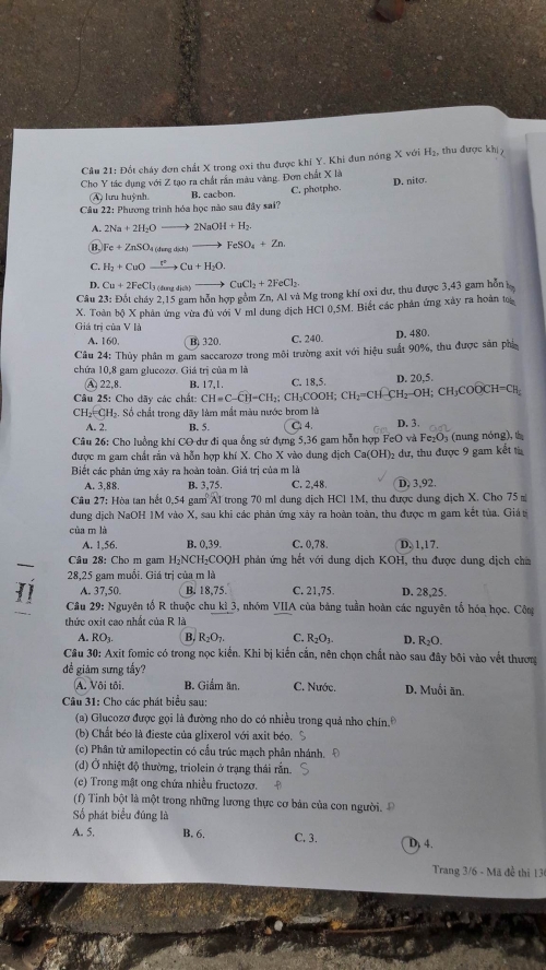 Xã hội - Đáp án đề thi môn Hóa tốt nghiệp THPT năm 2016 mã đề 136 (Hình 4).