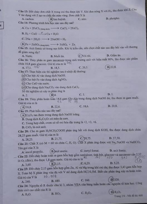 Xã hội - Đáp án đề thi môn Hóa học THPT Quốc gia năm 2016 Mã đề 468 (Hình 2).