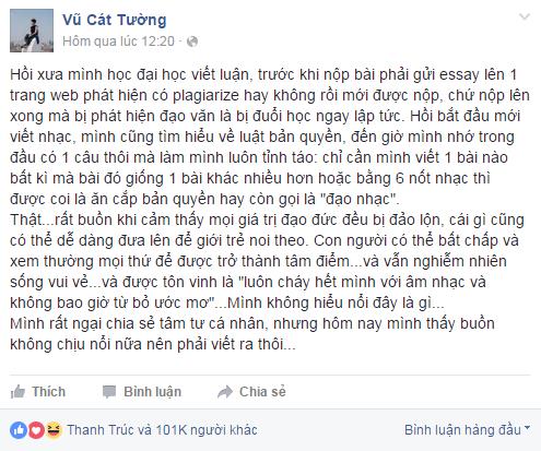 Giải trí - Vũ Cát Tường bị 'tố' ngược khi ám chỉ Sơn Tùng MTP 'đạo nhạc'