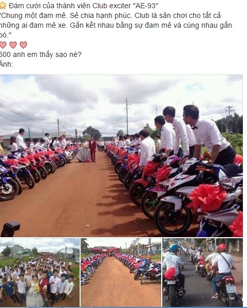 Giải tr&iacute; - Trầm trồ m&agrave;n rước d&acirc;u bằng 90 xe Exciter ở B&igrave;nh Phước