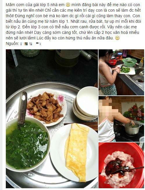 Đời sống - Tranh luận sôi nổi về mâm cơm đầy đủ rau thịt do bé gái lớp 5 nấu