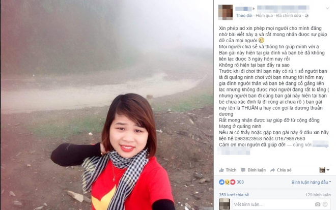 Pháp luật - Cô gái trẻ 'mất tích' khi cùng người yêu đi phượt ở Quảng Ninh?
