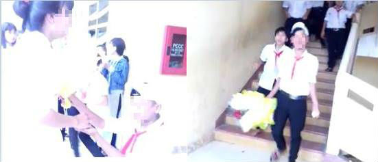 Giải trí - Tranh cãi màn cầu hôn ở hành lang lớp học của cặp đôi học sinh lớp 7 (Hình 3).