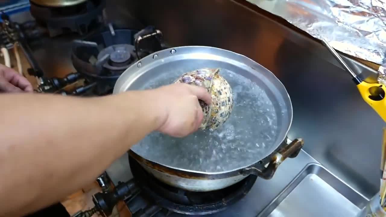 Chế biến ốc xà cừ khổng lồ vất vả như thế nào