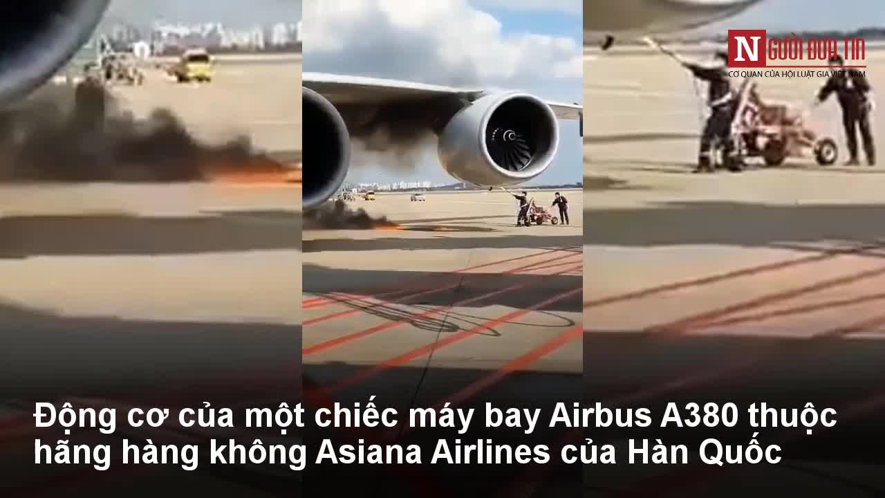 Động cơ máy bay bốc cháy ngùn ngụt khi đang tiếp nhiên liệu