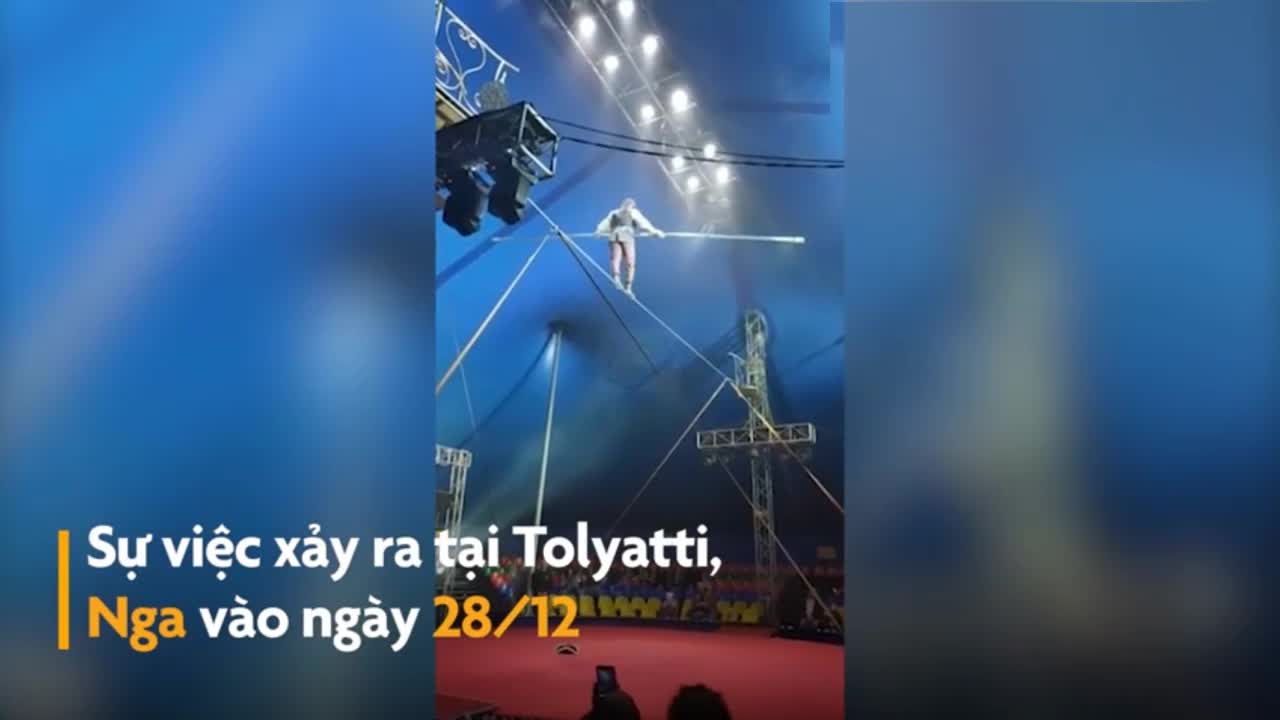 Diễn viên xiếc rơi tự do từ độ cao 6m do mất thăng bằng