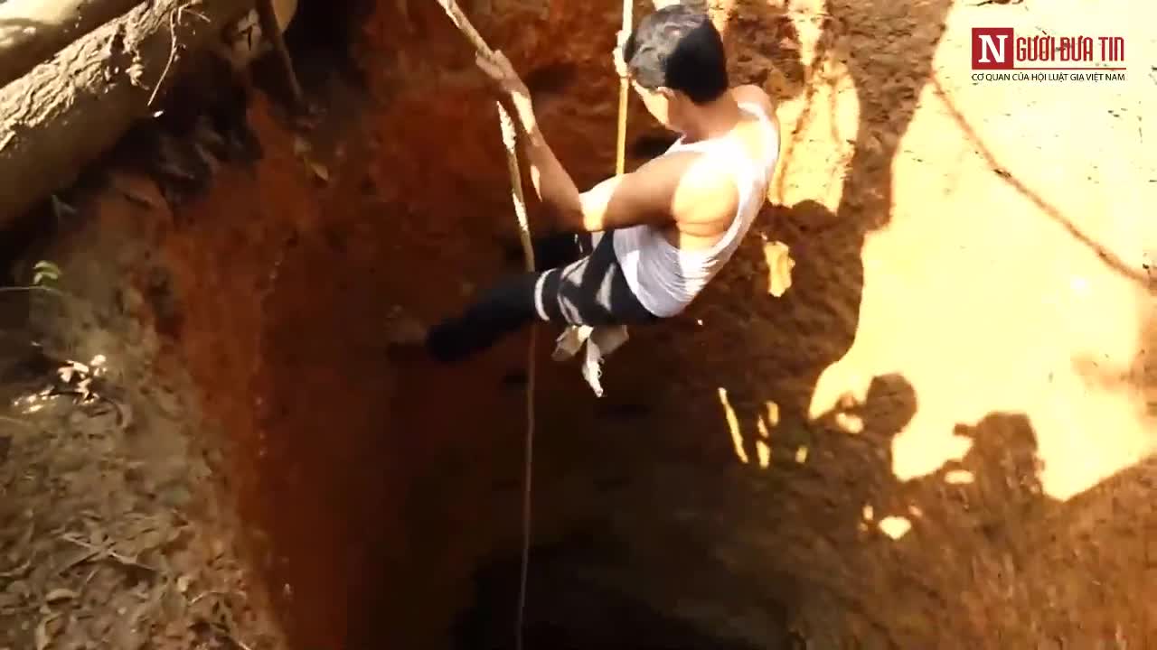 Treo mình bắt rắn hổ mang chúa dưới giếng sâu