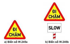Khi gặp biển báo đi chậm, lái xe phải giảm tốc độ xuống còn bao nhiêu?