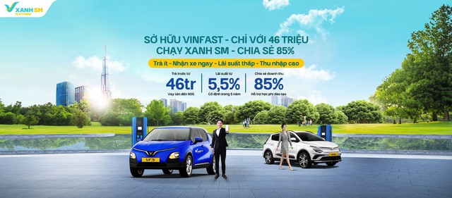 46 triệu đồng sở hữu xe VinFast, lãi suất cố định 5,5% trong 5 năm, nhận 85% chia sẻ doanh số trên xanh SM Platform- Ảnh 1. 46 triệu đồng sở hữu xe VinFast, lãi suất cố định 5,5% trong 5 năm, nhận 85% chia sẻ doanh số trên xanh SM Platform- Ảnh 1.