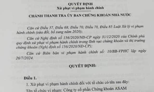 Chứng khoán ASAM bị xử phạt 85 triệu đồng- Ảnh 1.