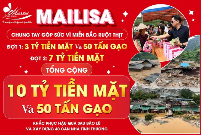 Cặp đôi vàng ngành thẩm mỹ Hoàng Kim Khánh Mailisa chính thức ủng hộ 10 tỷ và 50 tấn gạo cho đồng bào miền Bắc- Ảnh 1.