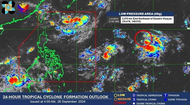 Áp thấp gần Philippines khả năng cao mạnh lên trong 24 giờ tới- Ảnh 1.