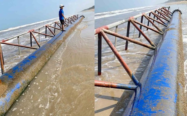 "Vật thể lạ" dài 20m, nặng 10 tấn trôi dạt vào bờ biển Hà Tĩnh- Ảnh 1.