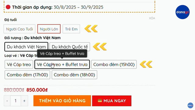 Hướng dẫn đặt vé Bà Nà Hills online tại DANATICKET.COM qua 5 bước - Ảnh 3.