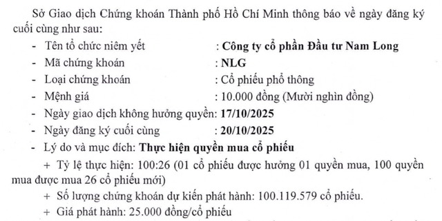 Nam Long sắp phát hành hơn 100 triệu cổ phiếu ưu đãi cho cổ đông hiện hữu - Ảnh 1.