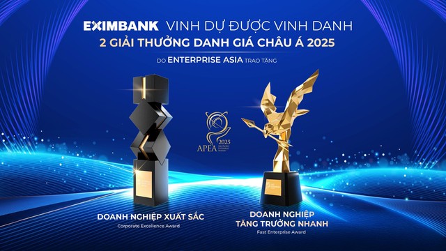 Eximbank được vinh danh “Doanh nghiệp xuất sắc châu Á” và “Doanh nghiệp tăng trưởng nhanh” tại Apea 2025 - Ảnh 1.