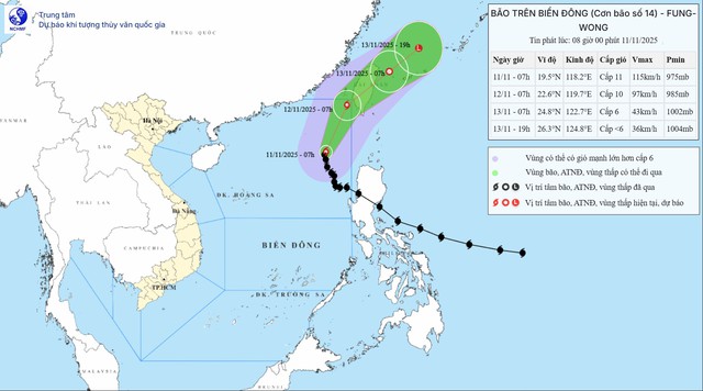 Bão số 14 Fung wong đổi hướng liên tục, sóng cao 9m - Ảnh 1.