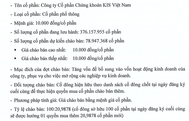 KIS Việt Nam điều chỉnh phương án chào bán cổ phiếu, chi 600 tỷ đồng bổ sung cho vay margin- Ảnh 1.