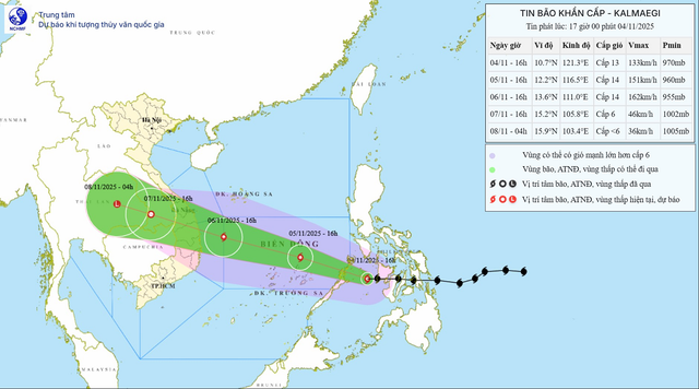Bão Kalmaegi rất mạnh sóng cao 10m, hướng về nơi nào nước ta?- Ảnh 1.